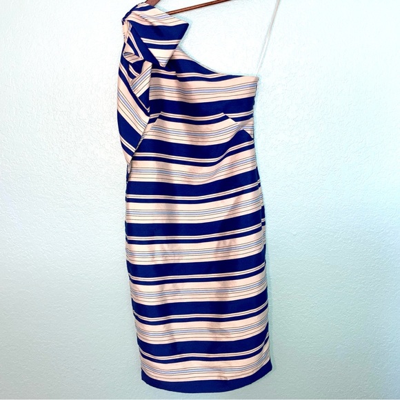 Banana Republic One Shoulder Striped Sheath Dress Size 0 - Picture 5 of 12